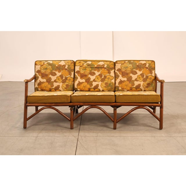 Vogue Coastal Vintage Rattan Bamboo Sofa For Sale - Image 10 of 18
