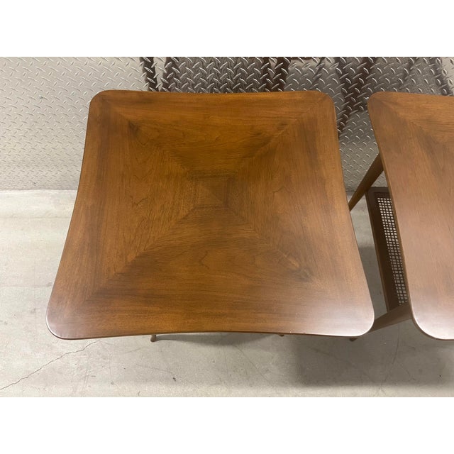 Brown Pair of Mid Century Modern End Tables, Walnut, 1950s, Gibbings Style For Sale - Image 8 of 12