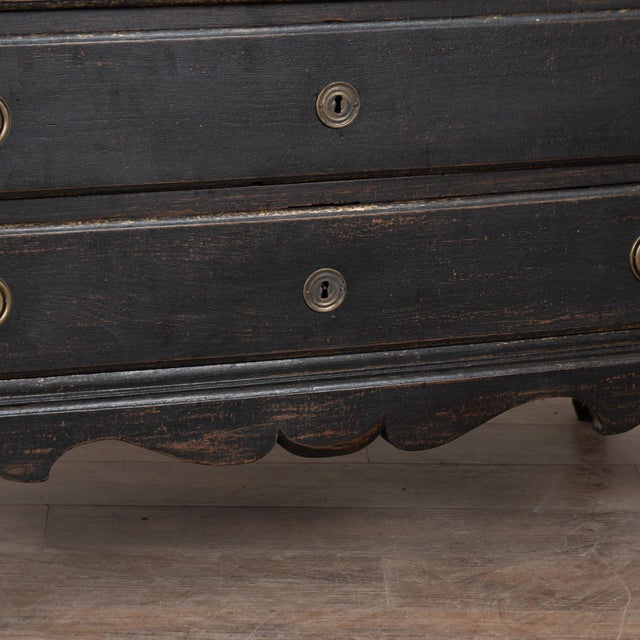 18th Century Large Danish Black-Painted Oak Chest of Drawers For Sale - Image 12 of 15