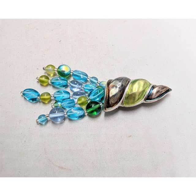 1980s Vintage 1980s Signed Givenchy Enamel & Beaded Squid Brooch For Sale - Image 5 of 7