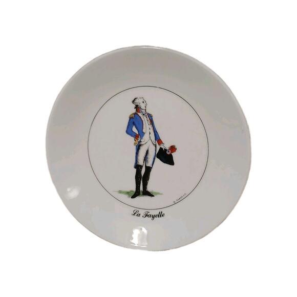 1989 Apilco Marquis De Lafayette Bernadette Frappier Saucer Plate White France For Sale - Image 4 of 10