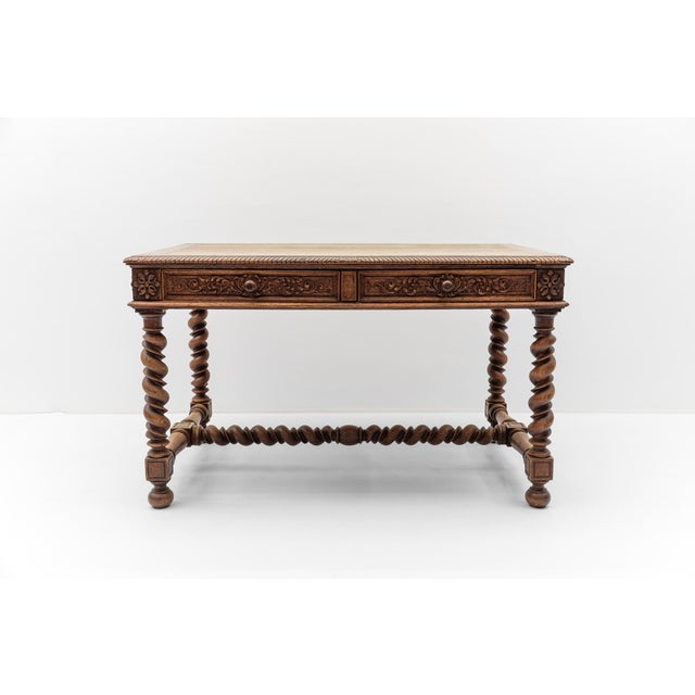 Mid-Century Modern French Barley Twist Writing Desk For Sale - Image 3 of 17