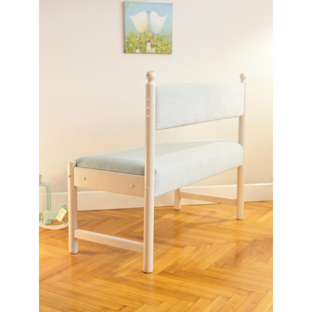 French Style Turquoise Bench, 1970s For Sale - Image 4 of 12