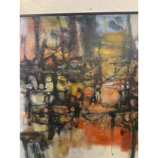 Antique White 1950s Abstract Oil Painting on Canvas Signed by Sandra Gierke For Sale - Image 8 of 9