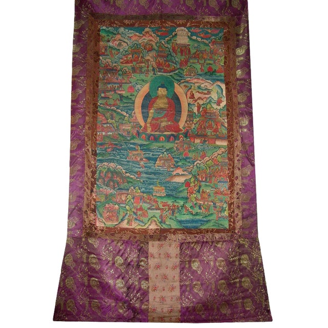Antique Buddhist Thangka Textile For Sale