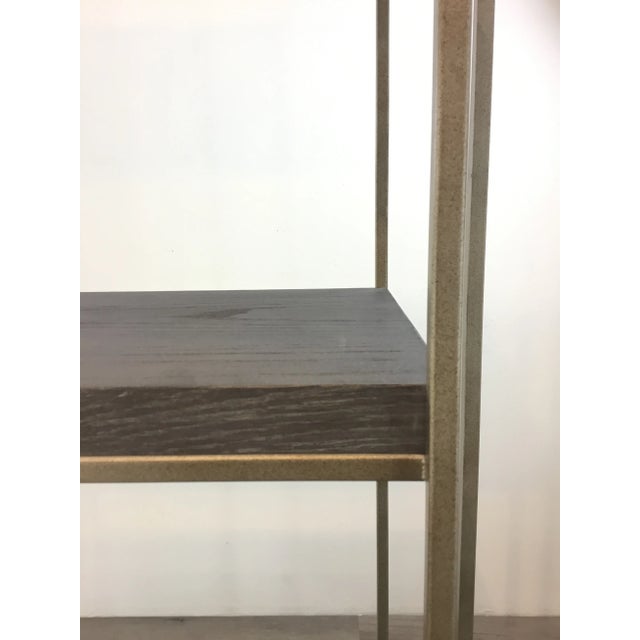 Modern Soft Gray Oak and Champagne Silver Metal Etagere For Sale - Image 4 of 6