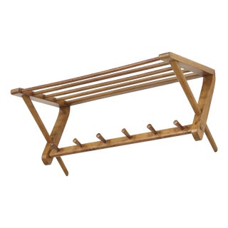 Vintage Coat Rack in Oak, 1960s For Sale