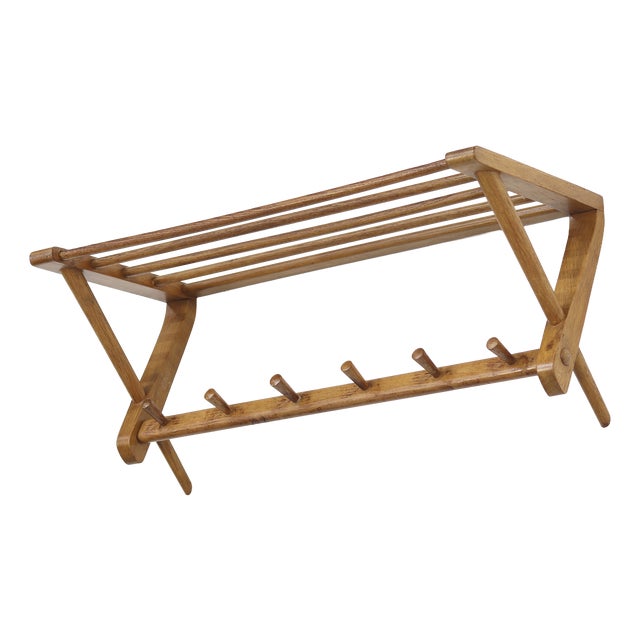 Vintage Coat Rack in Oak, 1960s For Sale