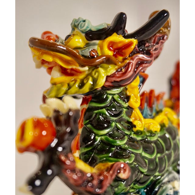 1990s Koji Pottery Asian Porcelain Dragon Statue Chairish