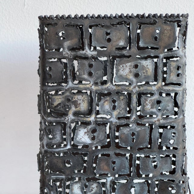 Late 20th Century Brutalist Torch Cut Metal Luminary For Sale - Image 11 of 12