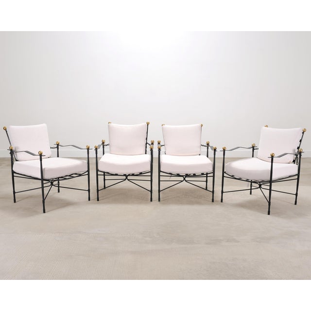 Art Deco Set of Four Mario Papperzini Amalfi Iron Lounge Garden Chairs For Sale - Image 3 of 18