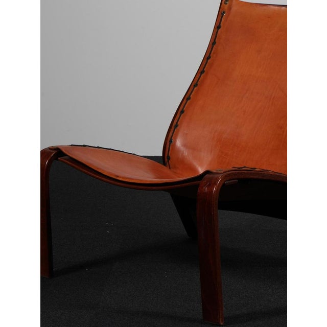 1970s Danish Lounge Chair in Beech and Butthide Leather, 1970s For Sale - Image 5 of 9
