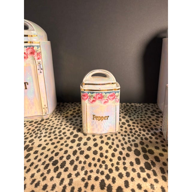 Vintage German Iridescent Lusterware Kitchen Canister Set For Sale - Image 12 of 18