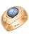 14k Yellow Gold Gia Certified Natural Star Sapphire & Diamond Three-Stone Ring, Size 6.5 For Sale - Image 4 of 9