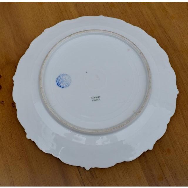 Antique Limoges French Porcelain Plate Floral Garlands Blue Bows Ribbons Gilt For Sale - Image 16 of 16