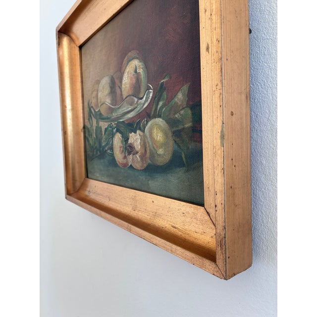 Green Antique Original Still Life Oil Painting, Fruit Kitchen Art For Sale - Image 8 of 14