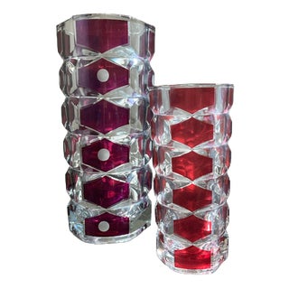 Wine-Red Glass Vases by J.G. Durand for Luminarc, Set of 2 For Sale