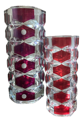 Wine-Red Glass Vases by J.G. Durand for Luminarc, Set of 2