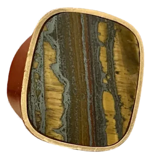 Gucci 1980 Paris 18k Tiger Signet Ironstone Ring, Size 5.75