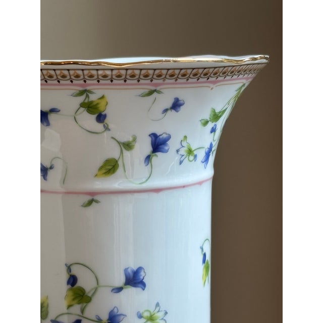 Vintage Porcelain Trumpet Vase W/ Blue Bellflower Motif For Sale - Image 14 of 18