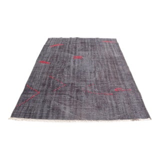 Bohemian Grey and Red Vintage Rug For Sale