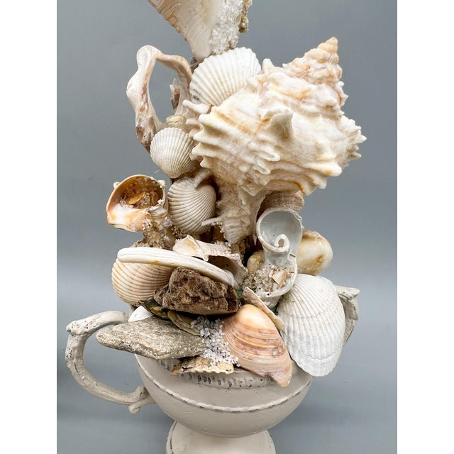 Pair of Coastal Shell Topiary Urn Topiary Sculptures by Artist – Coastal / Organic Modern For Sale - Image 14 of 17