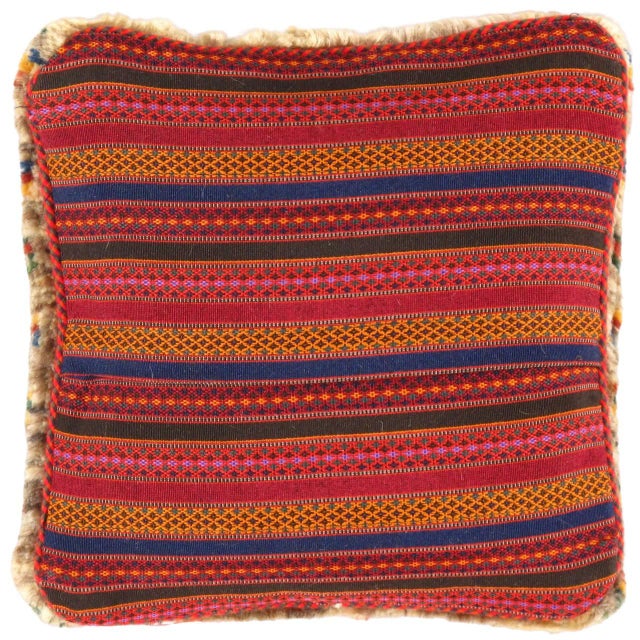 This Gabbeh pillow is made of high-quality LAMBS WOOL The piece was crafted with good workmanship. Gabbeh rugs are made by...