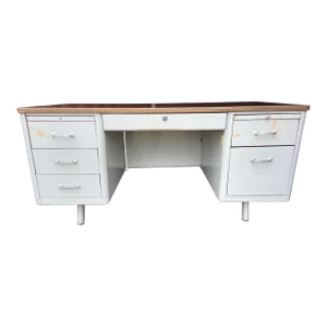 1970s Vintage Mid Century Modern Metal Tanker Desk