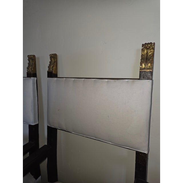 Italian Pair of Early Italian Hall Chairs With Giltwood Details For Sale - Image 3 of 12