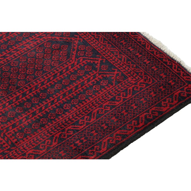 Rug & Kilim’s Baluch Tribal Rug in Blue and Red Mihrab Geometric Patterns For Sale In New York - Image 6 of 8
