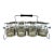 1960s Mid-Century Modern Silver Rim Cocktail Glasses With Chrome Carrier - Set of 8 For Sale