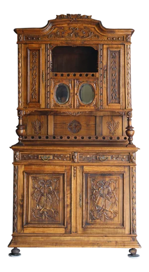 Antique French Carved Oak Music Cabinet