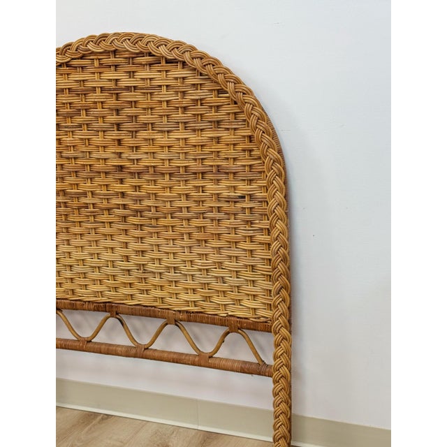Vintage, Coastal, Boho Wicker Woven Wicker and Rattan, Twin Headboard Bed Accent For Sale - Image 11 of 14