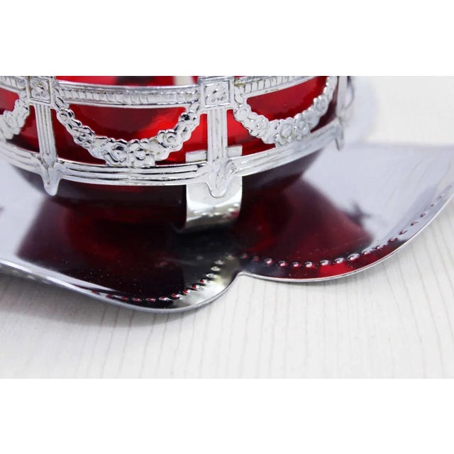 English Art Nouveau Silver Metal and Glass Sugar Bowl For Sale - Image 4 of 10