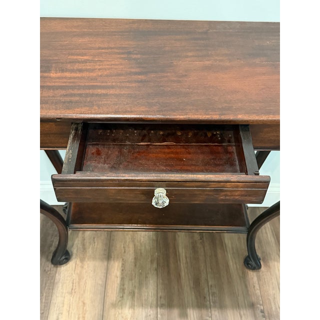 Vintage Traditional Console Sofa Table With Drawer & Lower Shelf – Solid Wood For Sale - Image 9 of 9