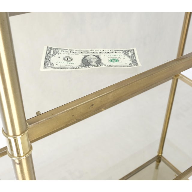 Pair Decorative Brass Smoked Glass 4 Tier Shelves Vitrines Etageres Displays For Sale - Image 6 of 14