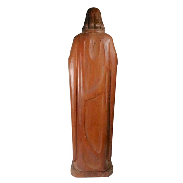 Brown Vintage Carved Wood Jesus Dated '69 For Sale - Image 8 of 16