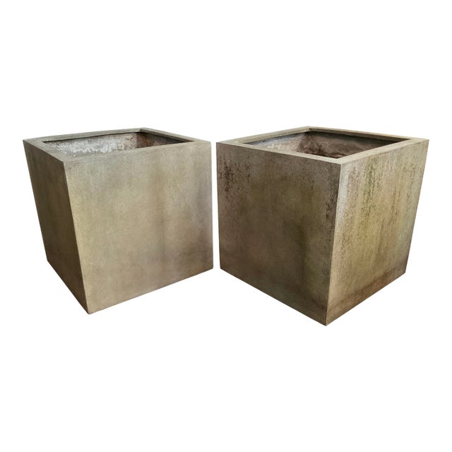 Extra-Large Fiberglass Planters With Patina - Set of 2 For Sale