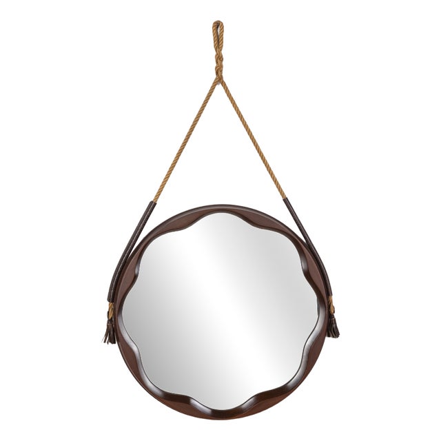 Vintage Italian Wall Mirror in Shaped Wood, 1970s For Sale