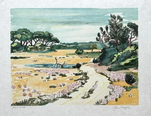Yves Brayer, Landscape of Provence, Original Lithograph