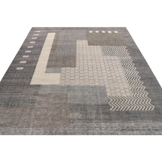Art Deco Rug & Kilim’s Oversized Blocks Rug in Charcoal, 12x14 For Sale - Image 3 of 7