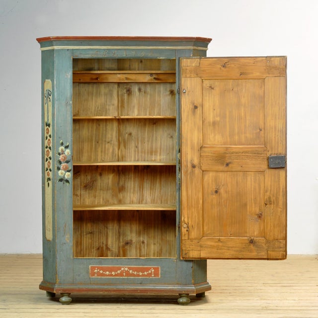 Late 18th Century Antique Pine Bridal Cabinet, 1794 For Sale - Image 5 of 17