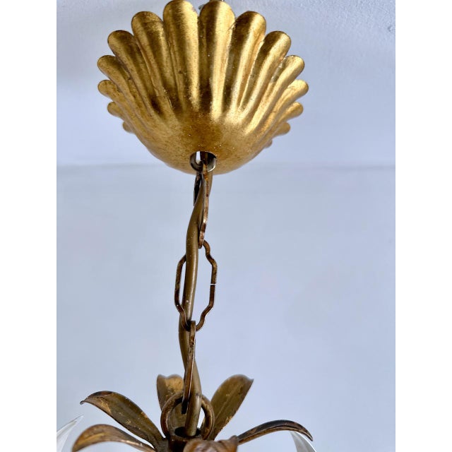 Italian Masca White Tole and Gilt Metal 8-Light Chandelier, 1970s For Sale - Image 18 of 18