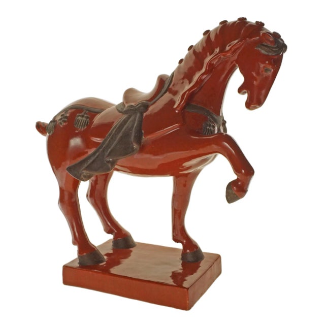 1950s Zaccagnini Tang Horse Red Glaze Ceramic Figure Mid-Century Modern Equestrian Decor For Sale - Image 5 of 11