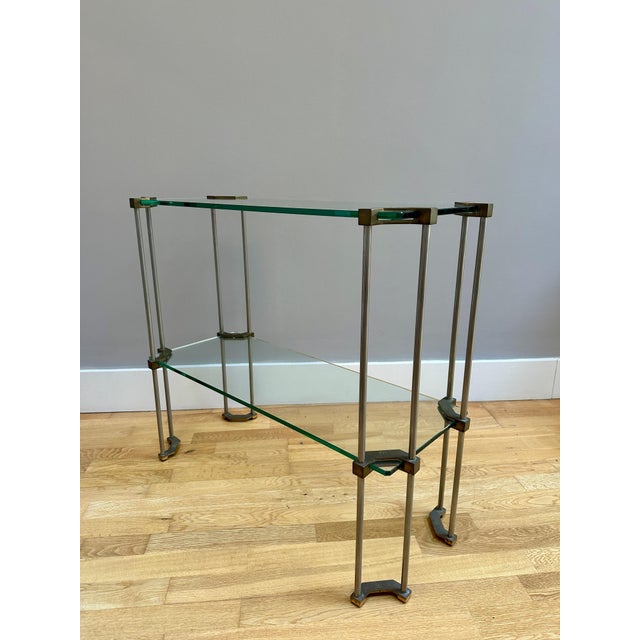 Brass and Glass 2-Tier Console Table by Peter Ghyczy, 1970 For Sale - Image 11 of 13