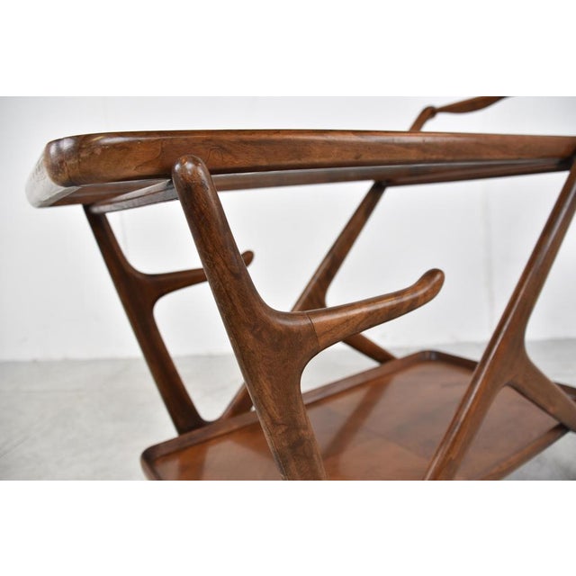 Vintage Italian Serving Trolley attributed to Cesare Lacca, 1950s For Sale - Image 12 of 14