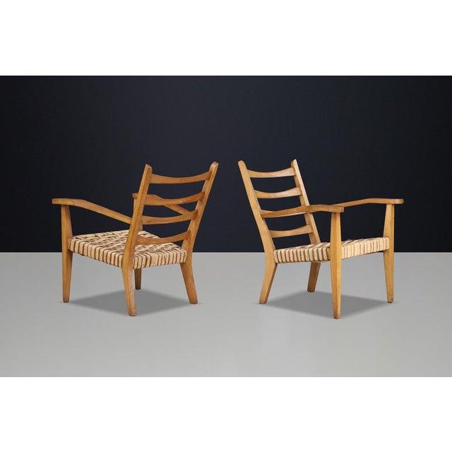Wood Italian Sculptural Beechwood Armchairs with Woven Rope Seats, 1940, Set of 2 For Sale - Image 7 of 11
