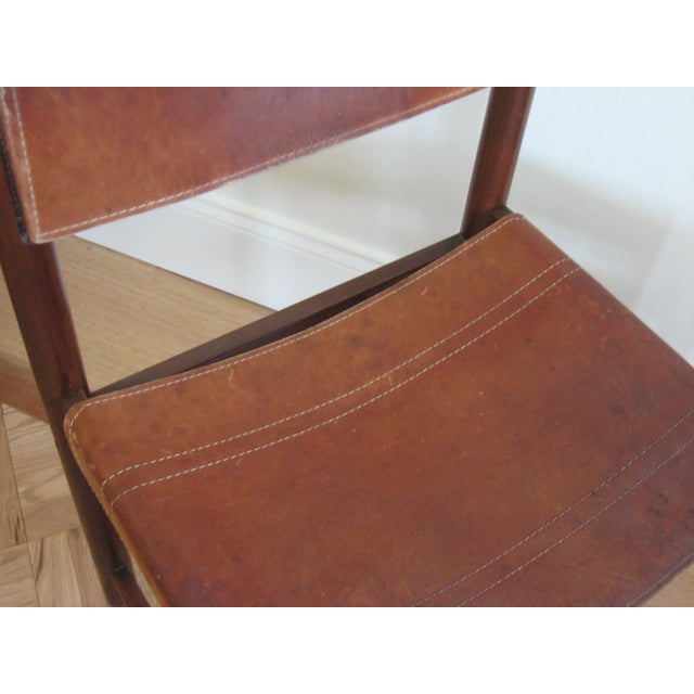 Michel Arnoult Mid-Century Rosewood and Leather Sling Chair For Sale - Image 9 of 12