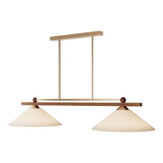 Nikho I Pendant Lamp in Wood with Brass and Fabric by Marine Breynaert For Sale