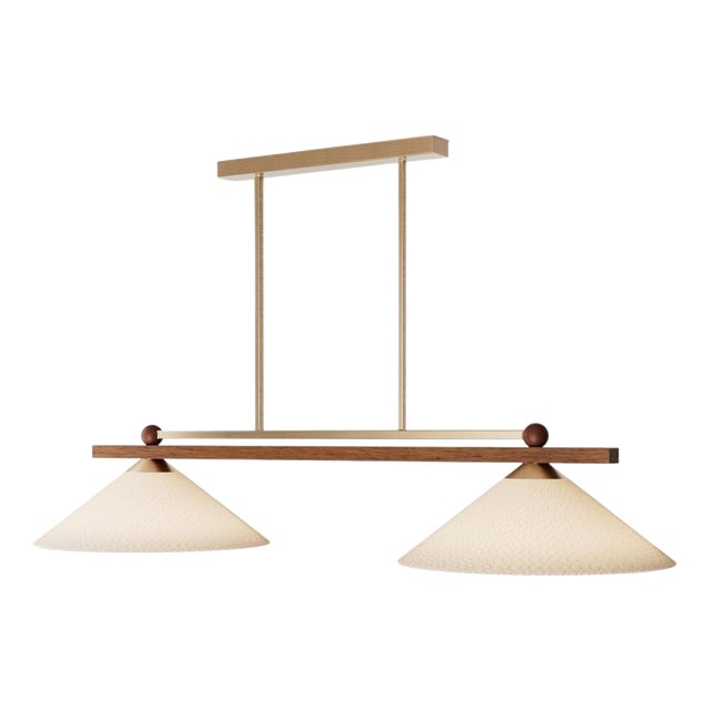Nikho I Pendant Lamp in Wood with Brass and Fabric by Marine Breynaert For Sale